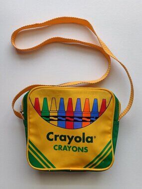 Vintage Crayola Bag, Zipper Strap Small, (body 6" x 5.5" x 2", strap 32" long)